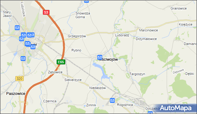 mapa Mściwojów, Mściwojów na mapie Targeo