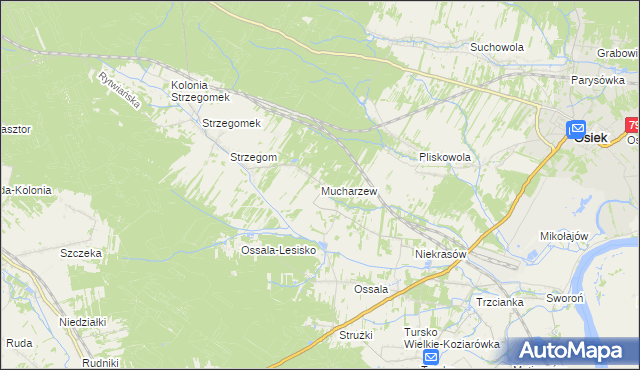 mapa Mucharzew, Mucharzew na mapie Targeo