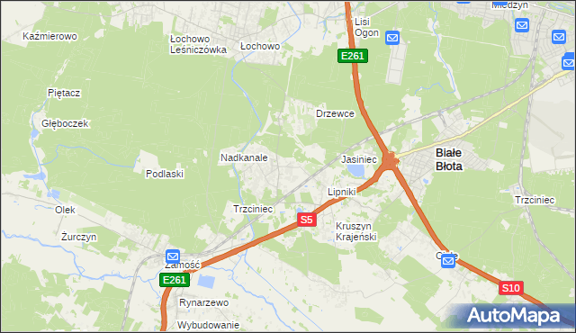 mapa Murowaniec gmina Białe Błota, Murowaniec gmina Białe Błota na mapie Targeo