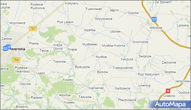 mapa Mydłów, Mydłów na mapie Targeo