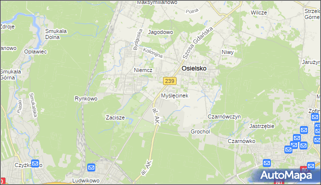 mapa Myślęcinek, Myślęcinek na mapie Targeo