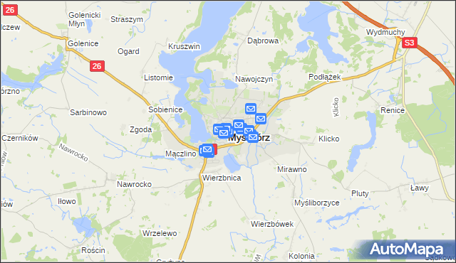 mapa Myślibórz, Myślibórz na mapie Targeo