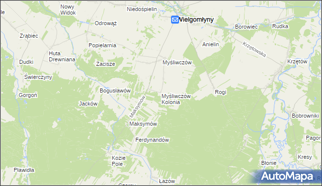 mapa Myśliwczów Kolonia, Myśliwczów Kolonia na mapie Targeo