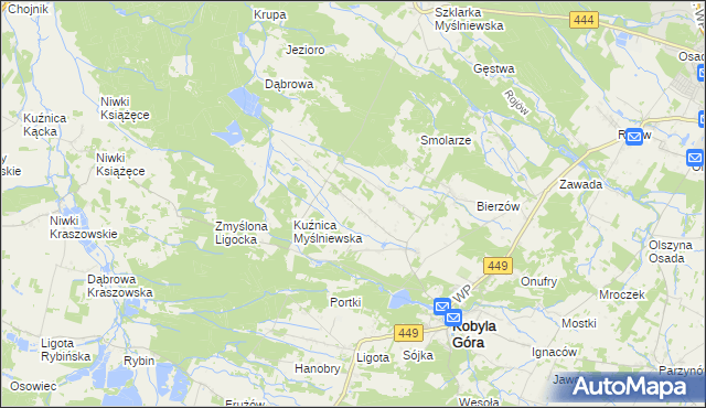 mapa Myślniew, Myślniew na mapie Targeo