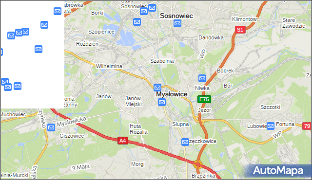 mapa Mysłowice, Mysłowice na mapie Targeo