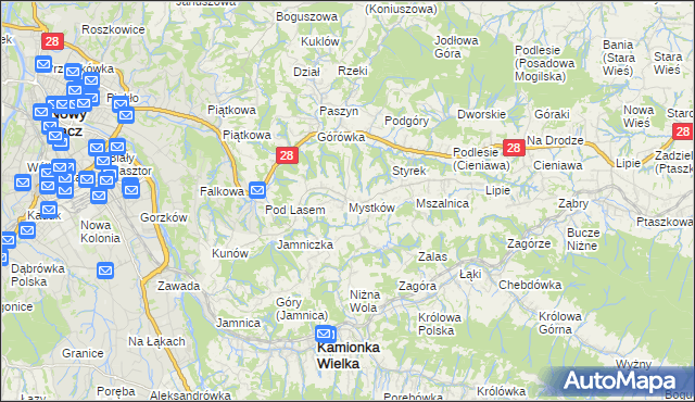 mapa Mystków, Mystków na mapie Targeo