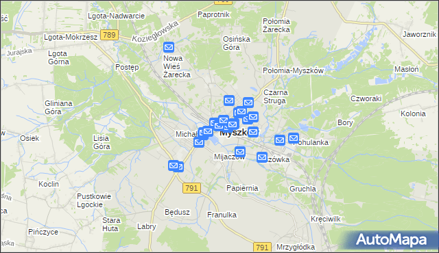 mapa Myszków, Myszków na mapie Targeo
