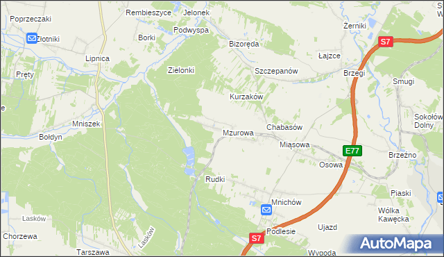 mapa Mzurowa, Mzurowa na mapie Targeo