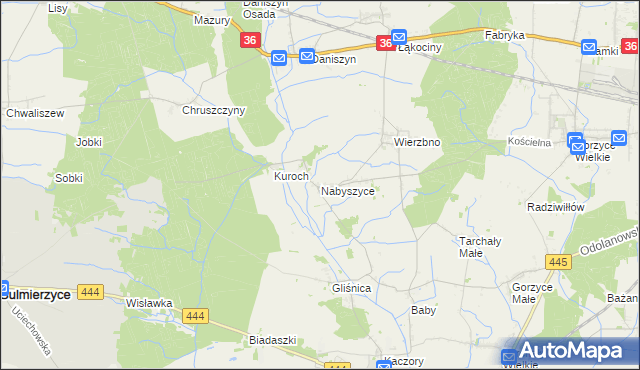 mapa Nabyszyce, Nabyszyce na mapie Targeo