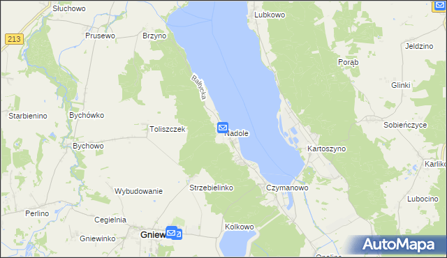 mapa Nadole gmina Gniewino, Nadole gmina Gniewino na mapie Targeo