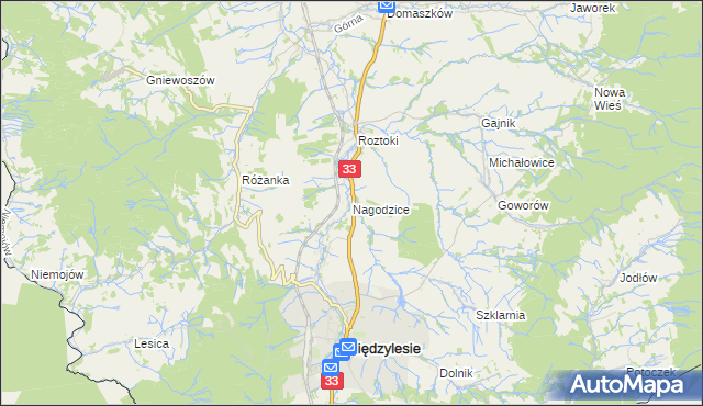mapa Nagodzice, Nagodzice na mapie Targeo
