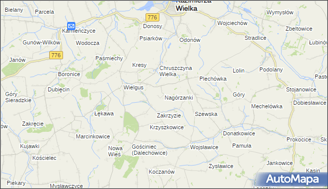 mapa Nagórzanki, Nagórzanki na mapie Targeo