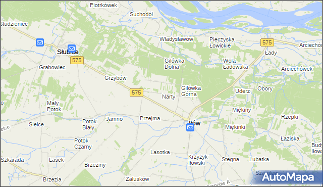 mapa Narty gmina Iłów, Narty gmina Iłów na mapie Targeo