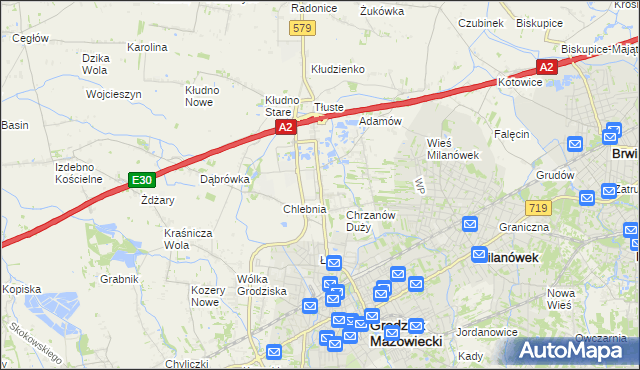 mapa Natolin gmina Grodzisk Mazowiecki, Natolin gmina Grodzisk Mazowiecki na mapie Targeo
