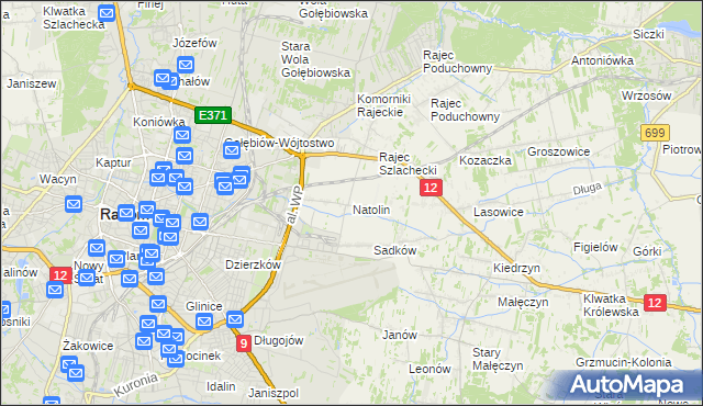 mapa Natolin gmina Jedlnia-Letnisko, Natolin gmina Jedlnia-Letnisko na mapie Targeo