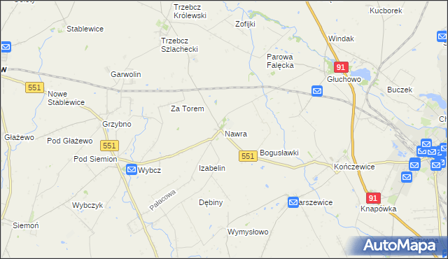 mapa Nawra gmina Chełmża, Nawra gmina Chełmża na mapie Targeo