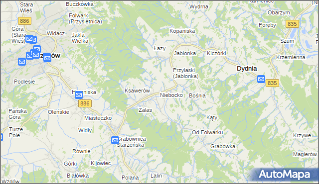 mapa Niebocko, Niebocko na mapie Targeo