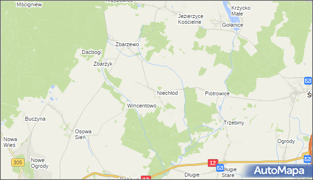 mapa Niechłód, Niechłód na mapie Targeo