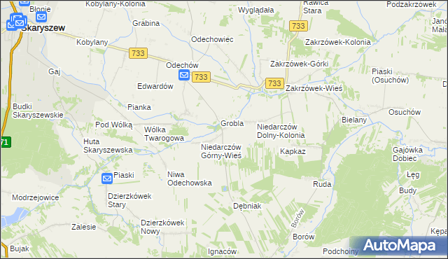 mapa Niedarczów Górny-Kolonia, Niedarczów Górny-Kolonia na mapie Targeo