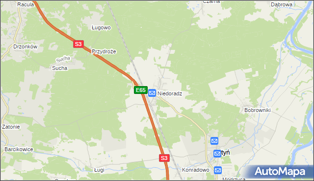 mapa Niedoradz, Niedoradz na mapie Targeo