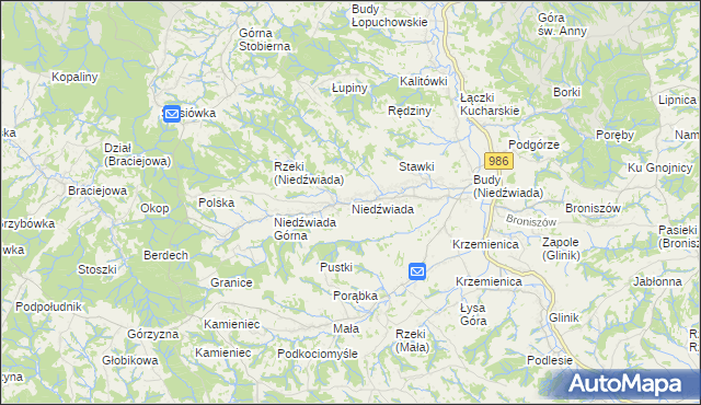 mapa Niedźwiada gmina Ropczyce, Niedźwiada gmina Ropczyce na mapie Targeo