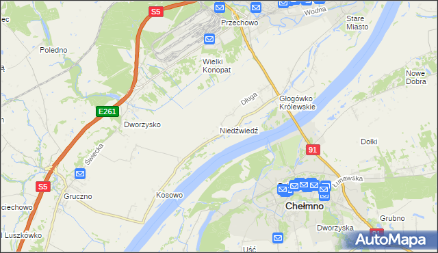 mapa Niedźwiedź gmina Świecie, Niedźwiedź gmina Świecie na mapie Targeo