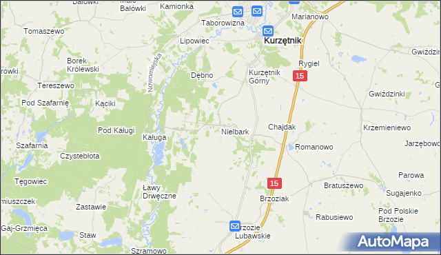 mapa Nielbark, Nielbark na mapie Targeo