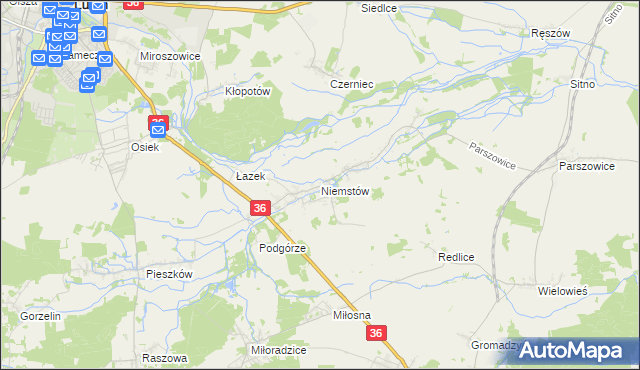 mapa Niemstów gmina Lubin, Niemstów gmina Lubin na mapie Targeo