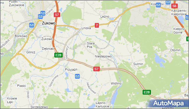 mapa Niestępowo, Niestępowo na mapie Targeo