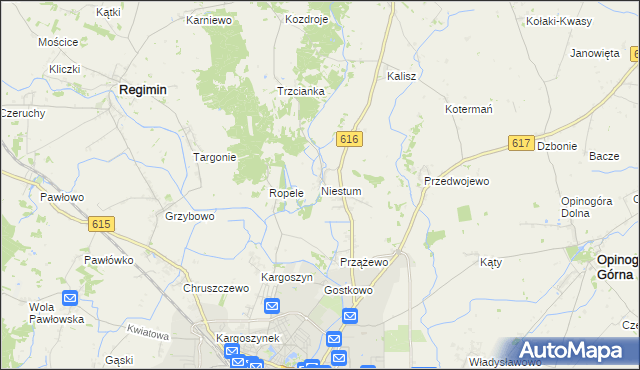 mapa Niestum, Niestum na mapie Targeo