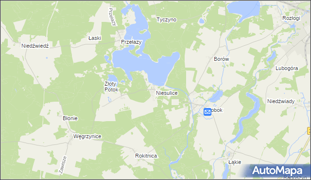 mapa Niesulice, Niesulice na mapie Targeo