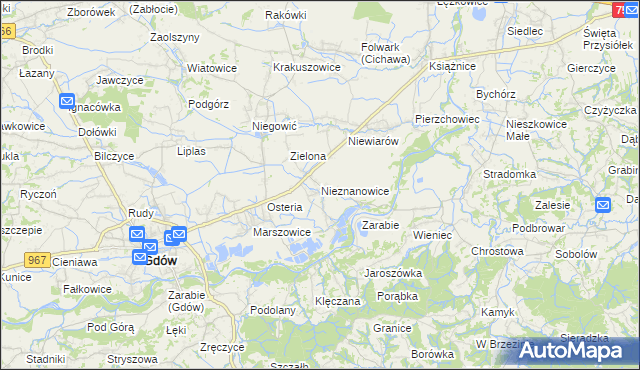 mapa Nieznanowice gmina Gdów, Nieznanowice gmina Gdów na mapie Targeo