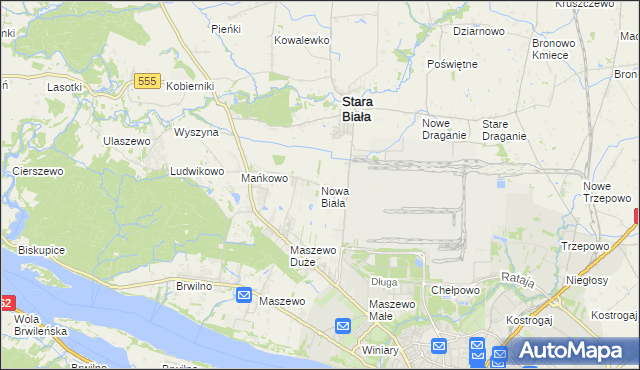 mapa Nowa Biała gmina Stara Biała, Nowa Biała gmina Stara Biała na mapie Targeo