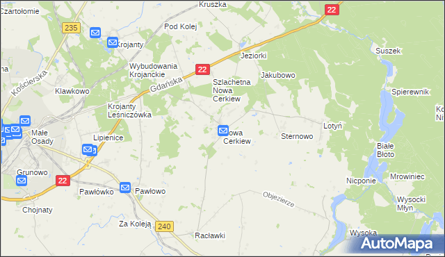 mapa Nowa Cerkiew gmina Chojnice, Nowa Cerkiew gmina Chojnice na mapie Targeo