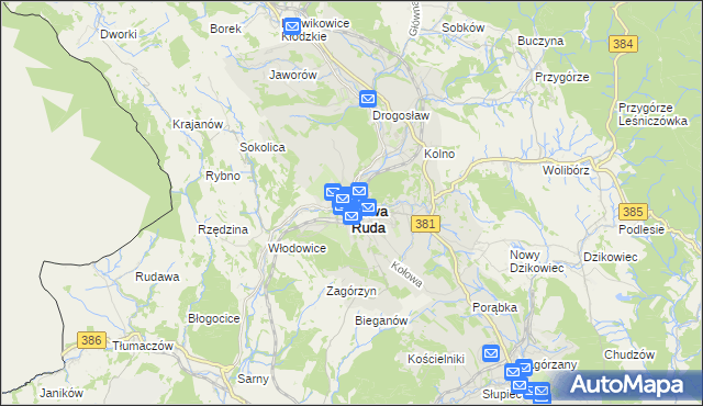 mapa Nowa Ruda powiat kłodzki, Nowa Ruda powiat kłodzki na mapie Targeo
