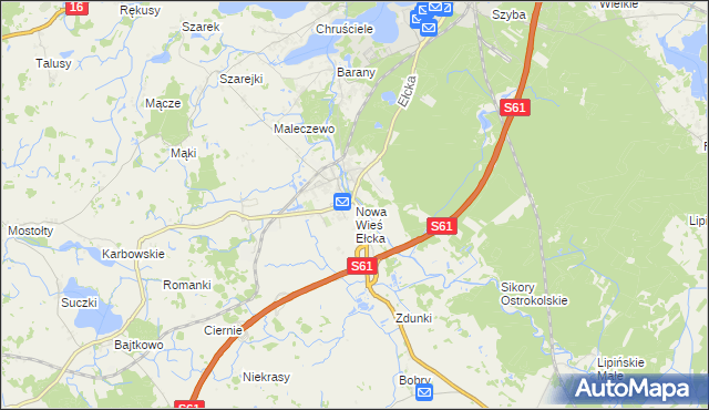 mapa Nowa Wieś Ełcka, Nowa Wieś Ełcka na mapie Targeo