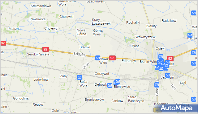 mapa Nowa Wieś gmina Błonie, Nowa Wieś gmina Błonie na mapie Targeo