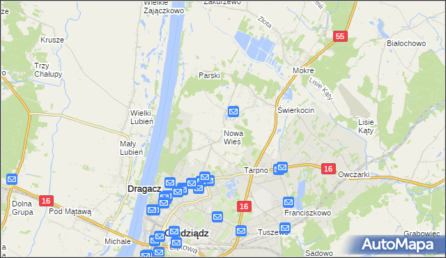 mapa Nowa Wieś gmina Grudziądz, Nowa Wieś gmina Grudziądz na mapie Targeo