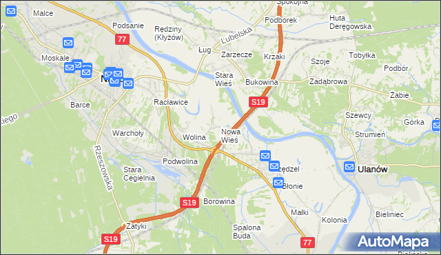 mapa Nowa Wieś gmina Nisko, Nowa Wieś gmina Nisko na mapie Targeo