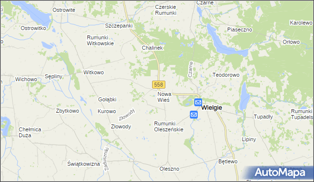 mapa Nowa Wieś gmina Wielgie, Nowa Wieś gmina Wielgie na mapie Targeo