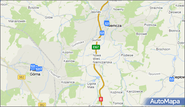 mapa Nowa Wieś Niemczańska, Nowa Wieś Niemczańska na mapie Targeo