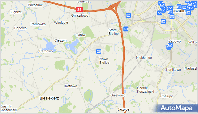 mapa Nowe Bielice, Nowe Bielice na mapie Targeo
