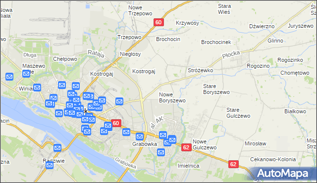 mapa Nowe Boryszewo, Nowe Boryszewo na mapie Targeo