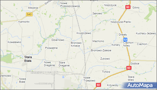 mapa Nowe Bronowo, Nowe Bronowo na mapie Targeo
