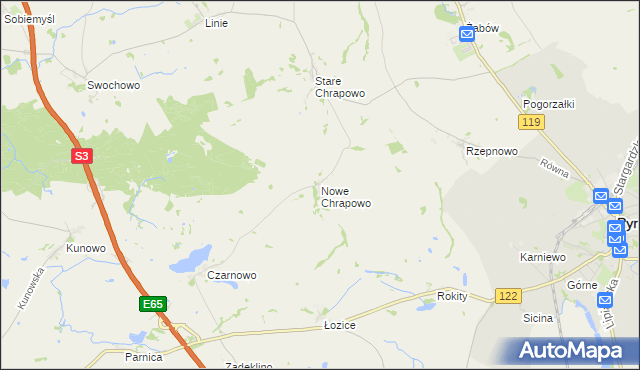 mapa Nowe Chrapowo, Nowe Chrapowo na mapie Targeo