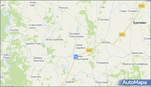 mapa Nowe Gąsewo, Nowe Gąsewo na mapie Targeo