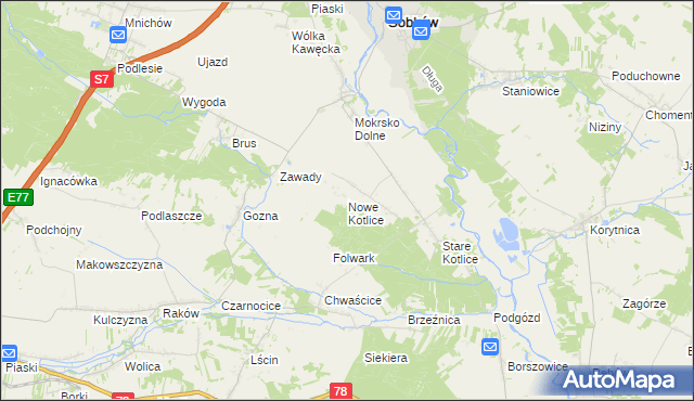 mapa Nowe Kotlice, Nowe Kotlice na mapie Targeo