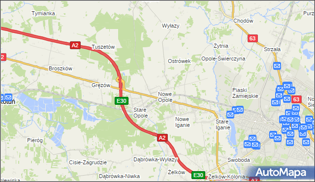 mapa Nowe Opole, Nowe Opole na mapie Targeo