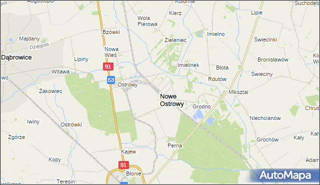 mapa Nowe Ostrowy, Nowe Ostrowy na mapie Targeo