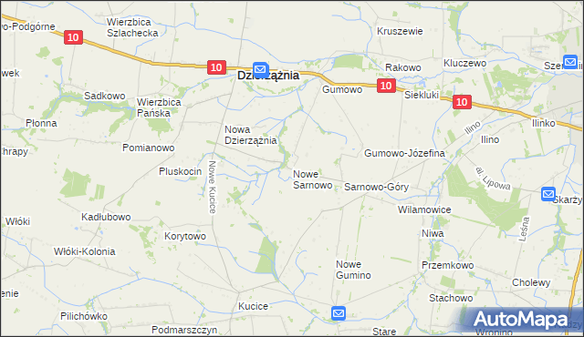 mapa Nowe Sarnowo, Nowe Sarnowo na mapie Targeo